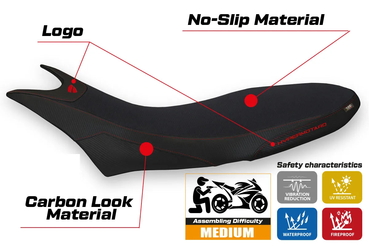 Seat cover compatible - Ducati Hypermotard 950 2019-2025 - mod Cuba 1