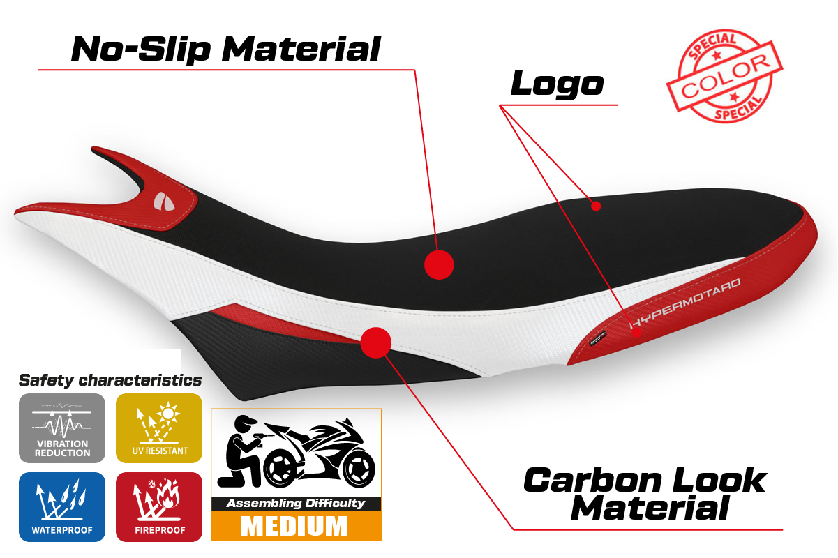 Seat cover compatible - Ducati Hypermotard 950 2019-2025 - mod Cuba Special Color