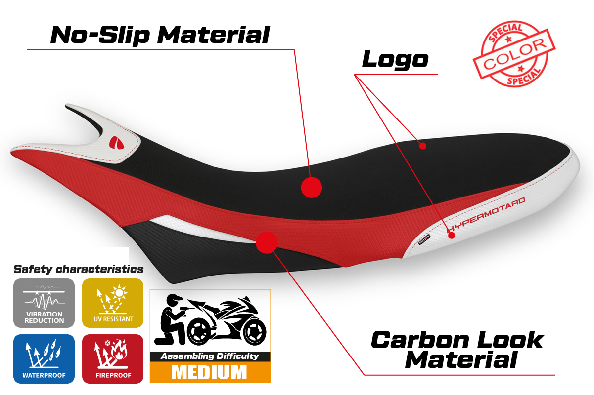 Seat cover compatible - Ducati Hypermotard 950 2019-2025 - mod Cuba Special Color