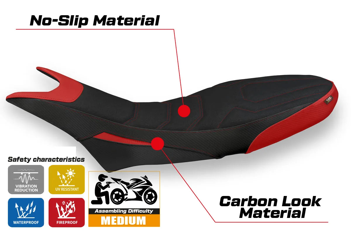 Seat cover compatible - Ducati Hypermotard 950 2019-2025 - mod Luna 1 Ultragrip
