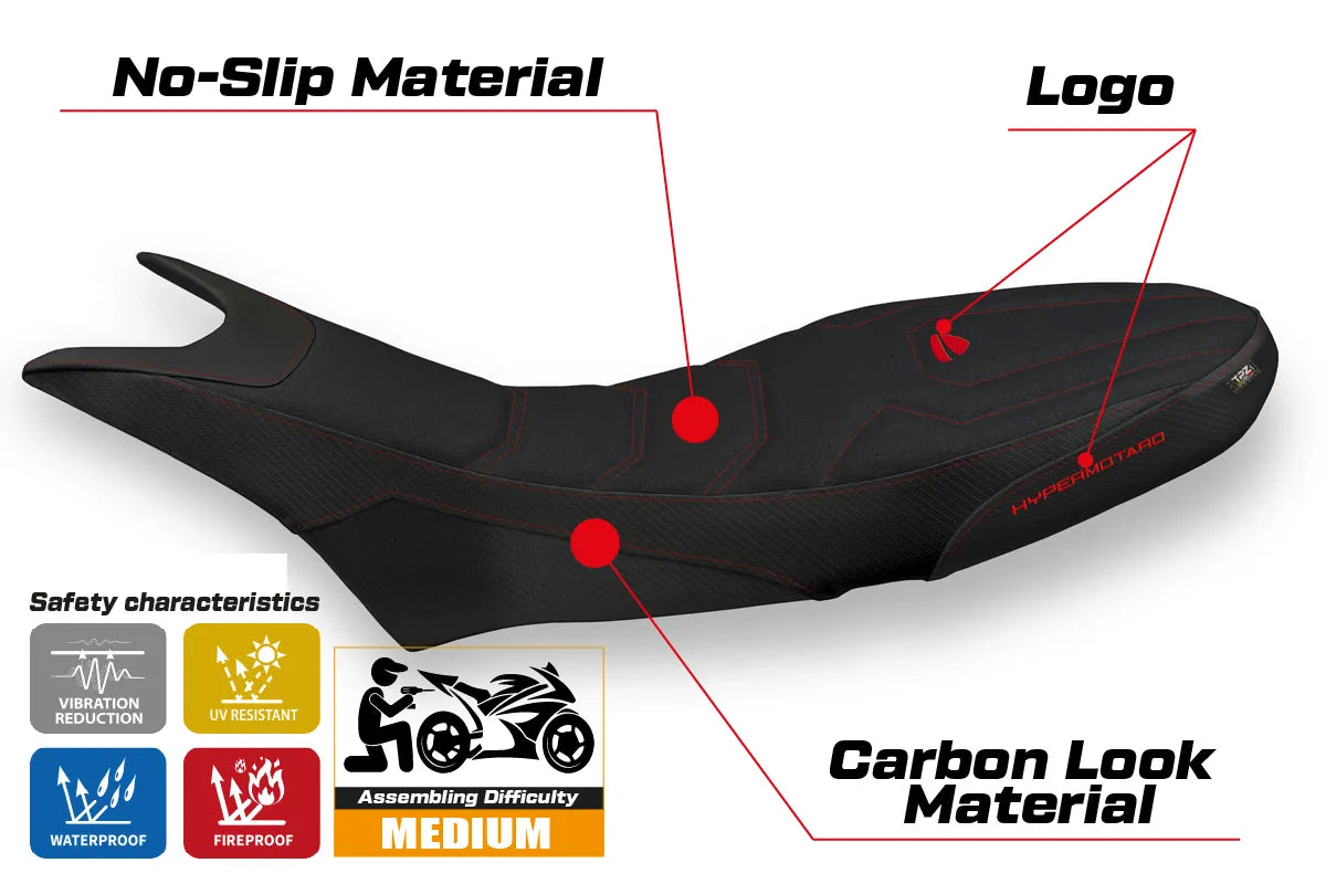 Seat cover compatible - Ducati Hypermotard 950 2019-2025 - mod Luna 1 Ultragrip