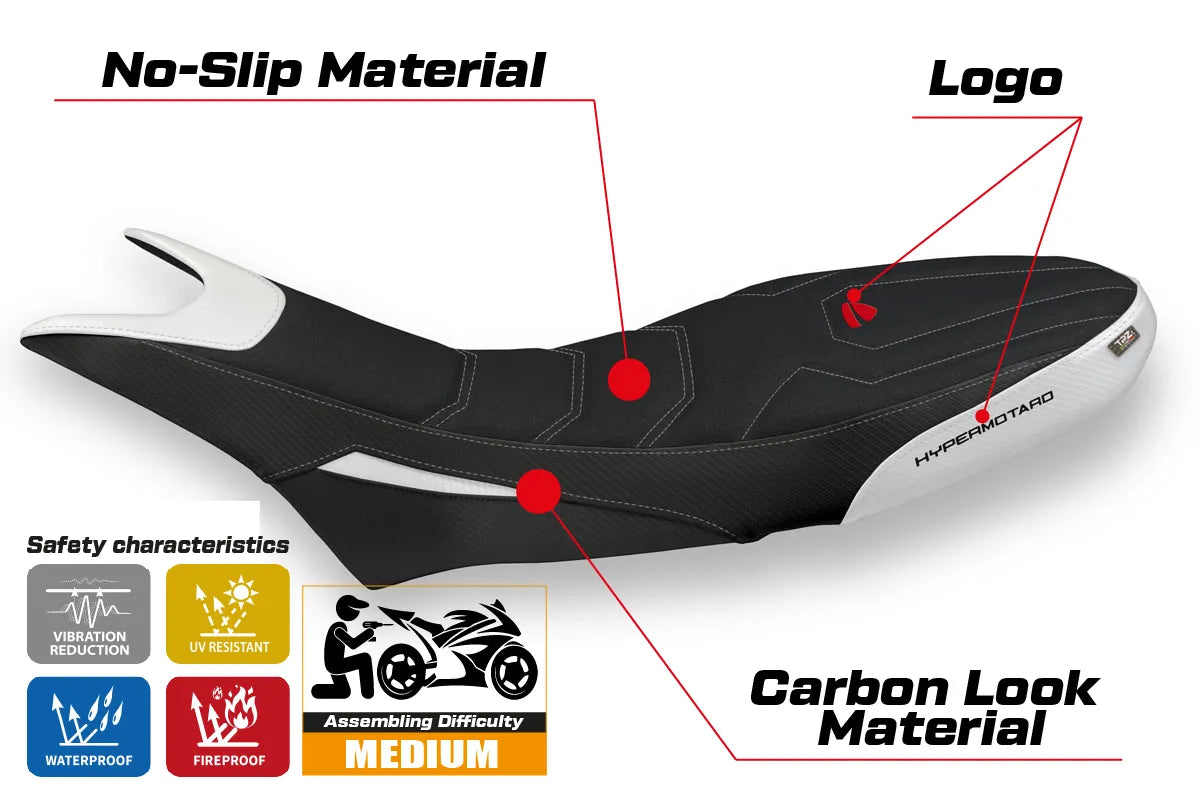 Seat cover compatible - Ducati Hypermotard 950 2019-2025 - mod Luna 1 Ultragrip