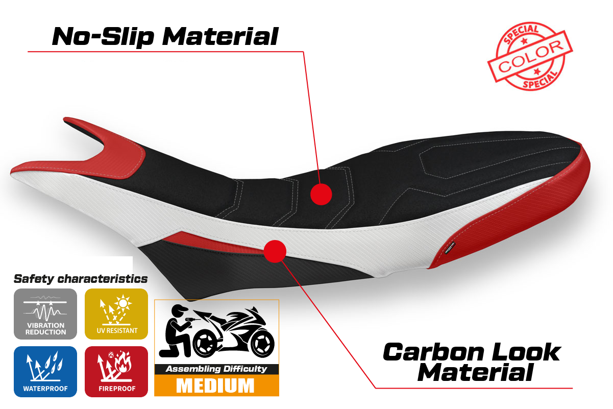 Seat cover compatible - Ducati Hypermotard 950 2019-2025 - mod Luna Special Color Ultragrip