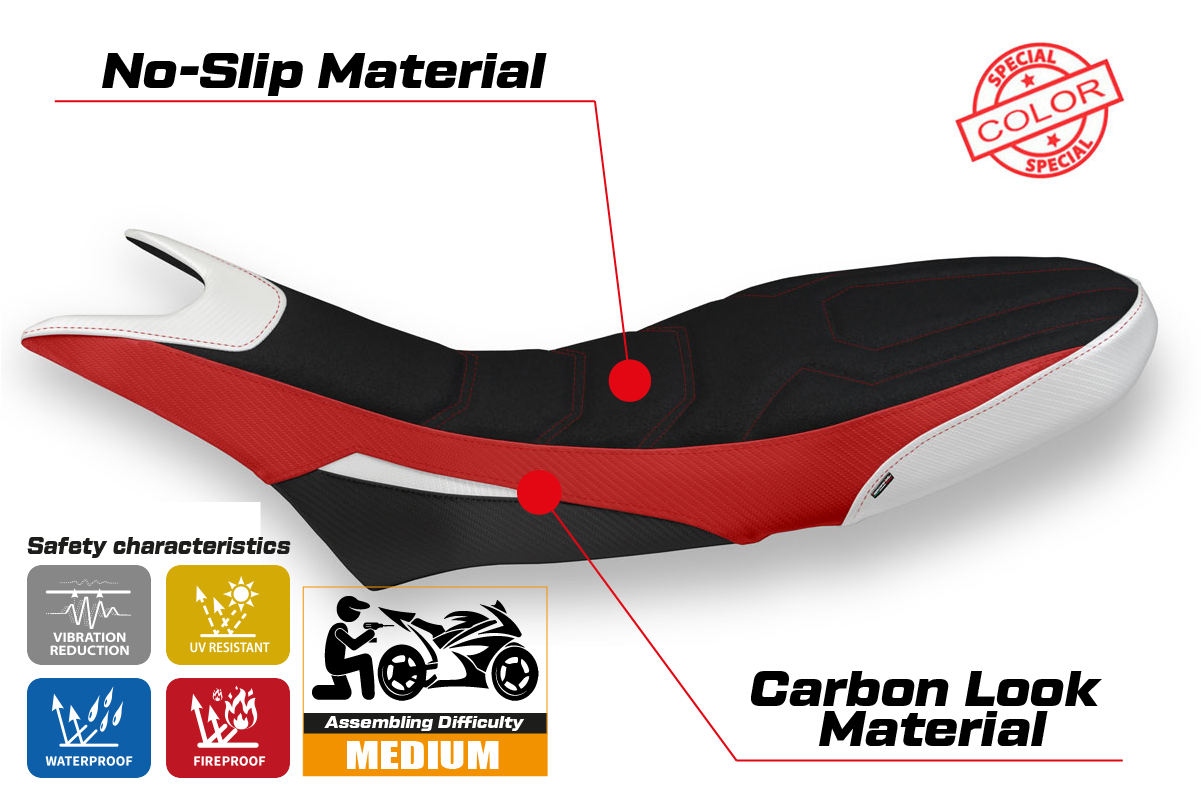 Seat cover compatible - Ducati Hypermotard 950 2019-2025 - mod Luna Special Color Ultragrip