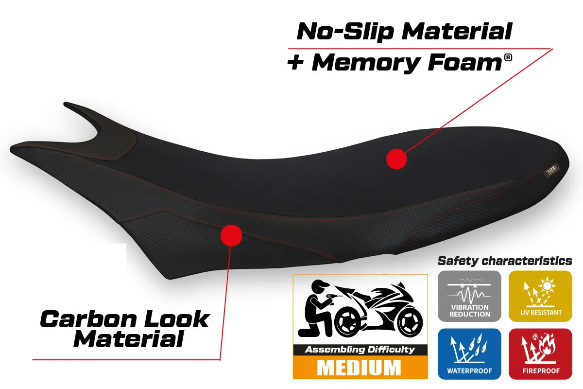 Seat cover compatible - Ducati Hypermotard 950 2019-2025 - mod Orlando 1 Comfort System