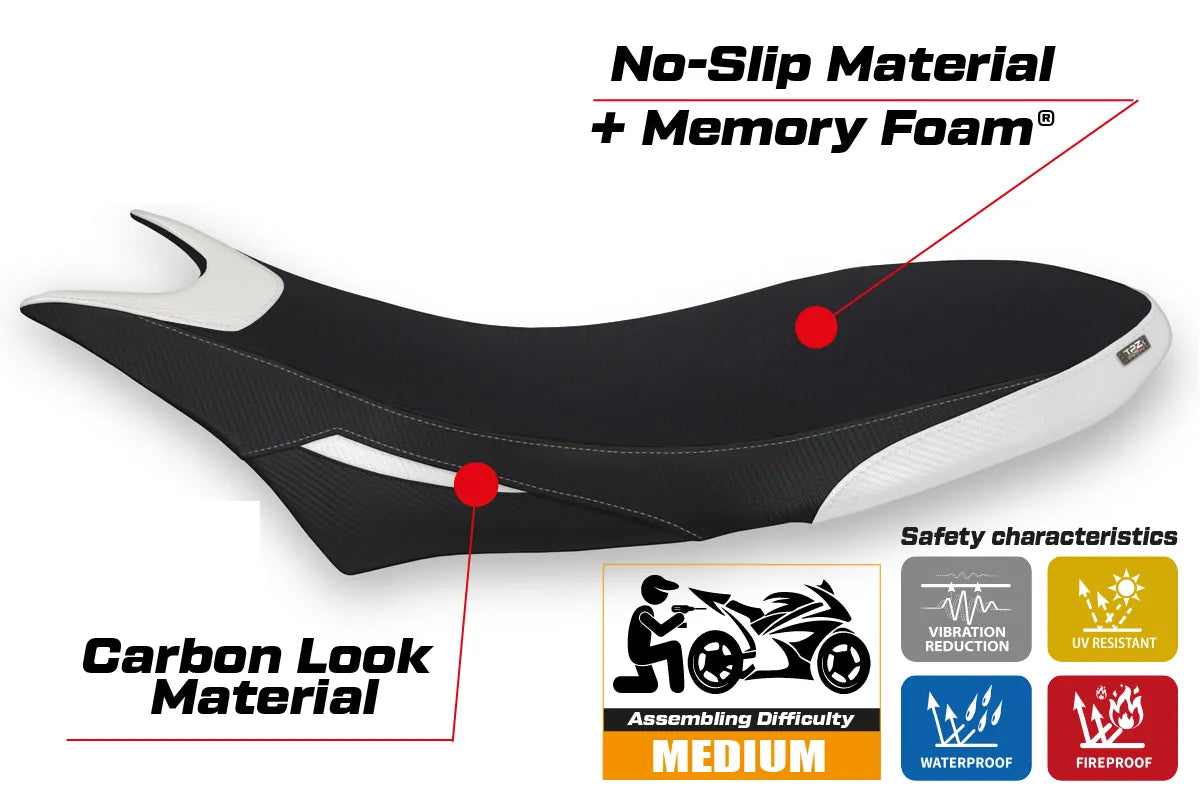 Seat cover compatible - Ducati Hypermotard 950 2019-2025 - mod Orlando 1 Comfort System