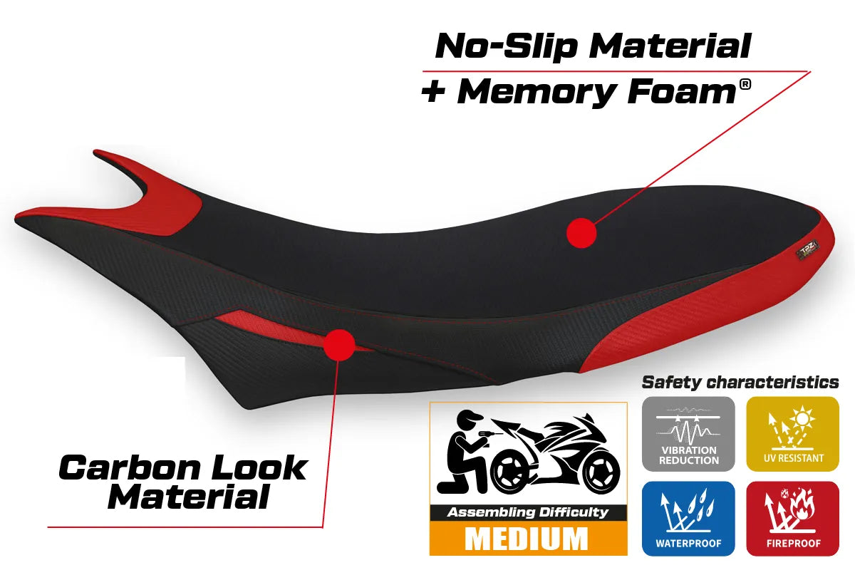 Seat cover compatible - Ducati Hypermotard 950 2019-2025 - mod Orlando 1 Comfort System