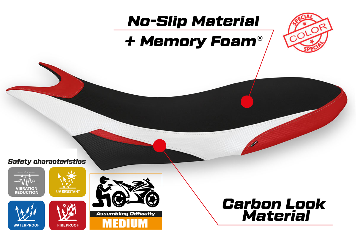 Seat cover compatible - Ducati Hypermotard 950 2019-2025 - mod Orlando Special Color Comfort System