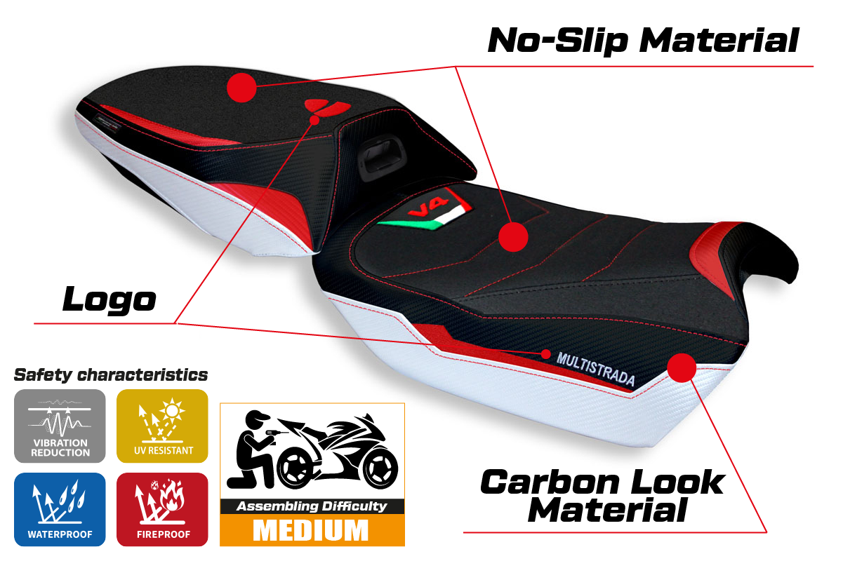 Seat cover compatible - Ducati Multistrada V4 2021-2025 - mod Adelaide Special Color Ultragrip
