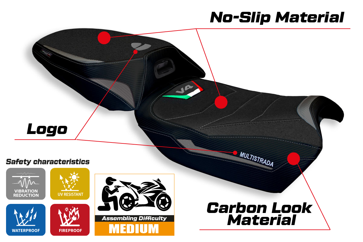 Seat cover compatible - Ducati Multistrada V4 2021-2025 - mod Adelaide Ultragrip