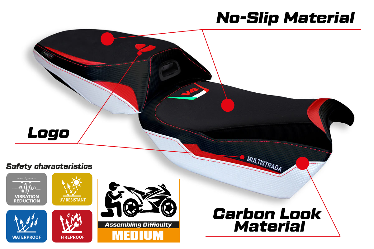 Seat cover compatible - Ducati Multistrada V4 2021-2025 - mod Eucla Special Color
