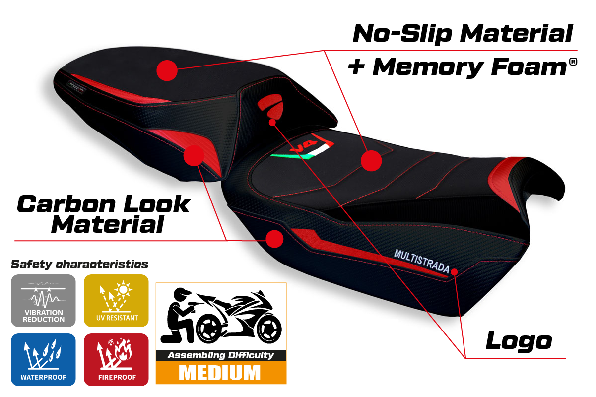 Seat cover compatible - Ducati Multistrada V4 2021-2025 - mod Galmi Comfort System