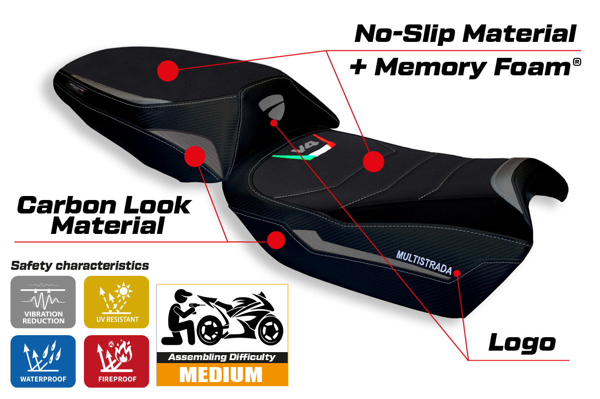 Seat cover compatible - Ducati Multistrada V4 2021-2025 - mod Galmi Comfort System