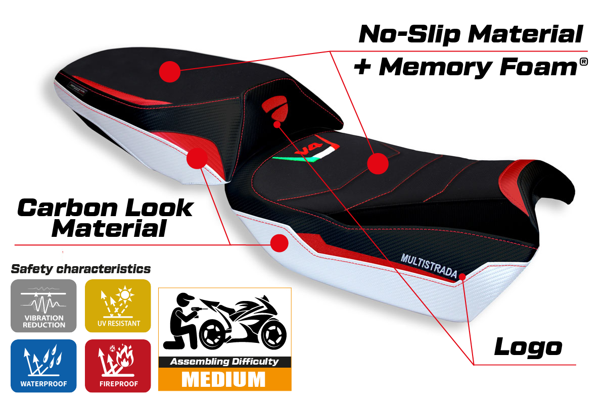 Seat cover compatible - Ducati Multistrada V4 2021-2025 - mod Galmi Special Color Comfort System