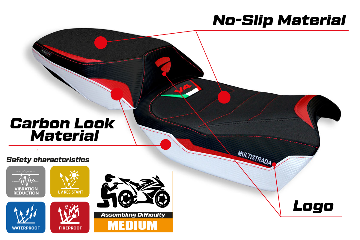 Seat cover compatible - Ducati Multistrada V4 2021-2025 - mod Hama Special Color Ultragrip