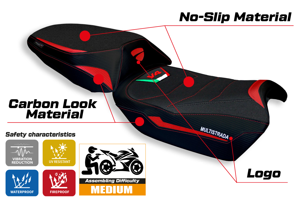 Seat cover compatible - Ducati Multistrada V4 2021-2025 - mod Hama Ultragrip