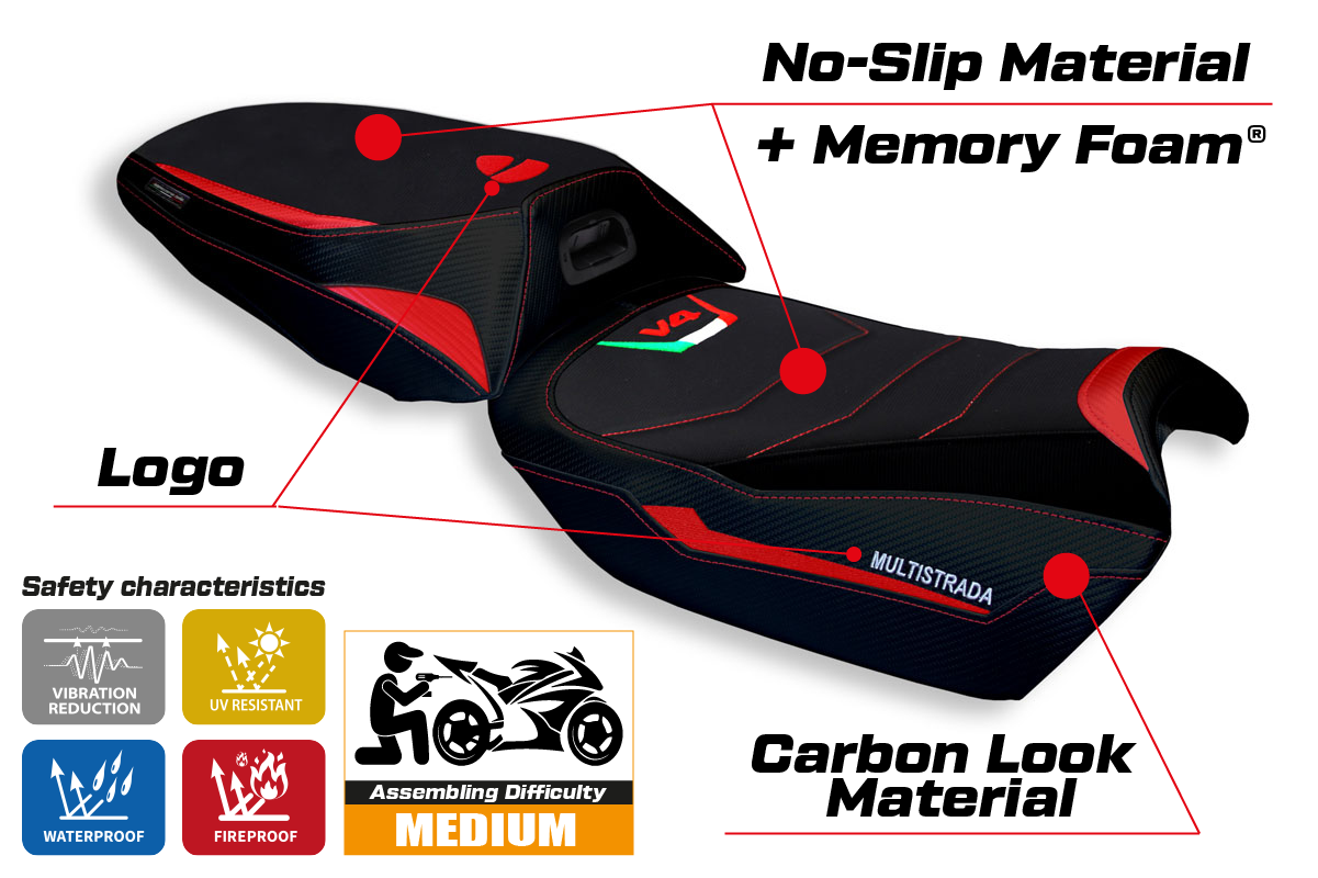Seat cover compatible - Ducati Multistrada V4 2021-2025 - mod Rosita Comfort System