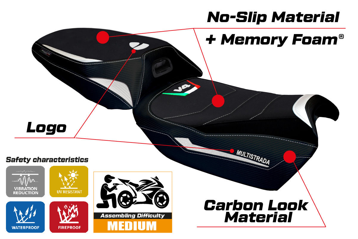 Seat cover compatible - Ducati Multistrada V4 2021-2025 - mod Rosita Comfort System