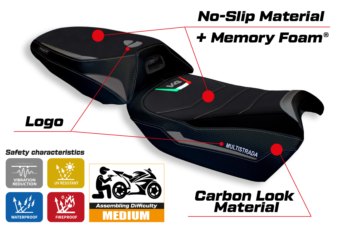 Seat cover compatible - Ducati Multistrada V4 2021-2025 - mod Rosita Comfort System