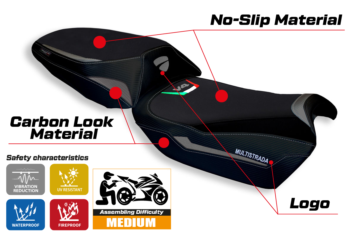 Seat cover compatible - Ducati Multistrada V4 2021-2025 - mod Tokat