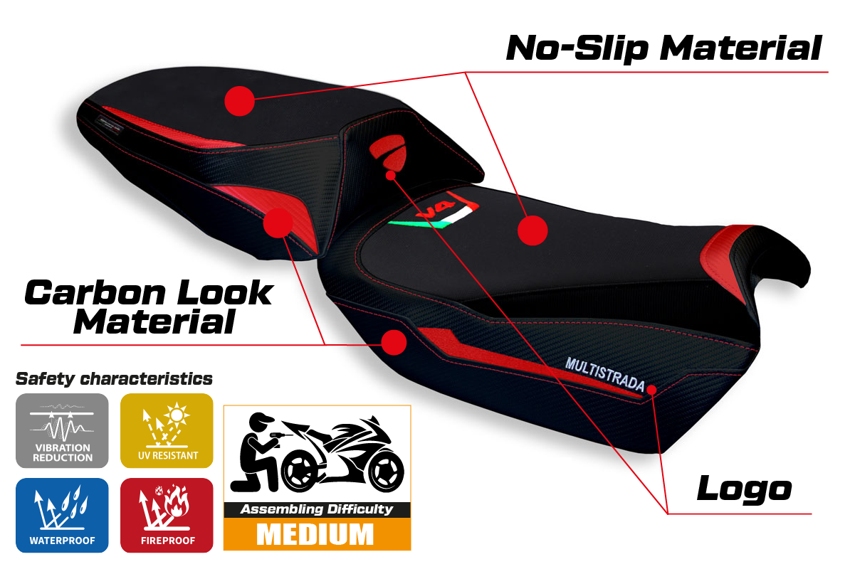 Seat cover compatible - Ducati Multistrada V4 2021-2025 - mod Tokat