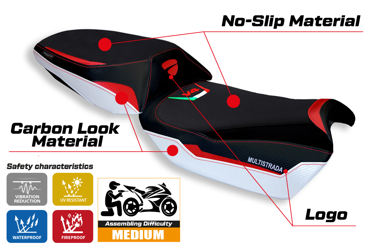 Seat cover compatible - Ducati Multistrada V4 2021-2025 - mod Tokat Special Color