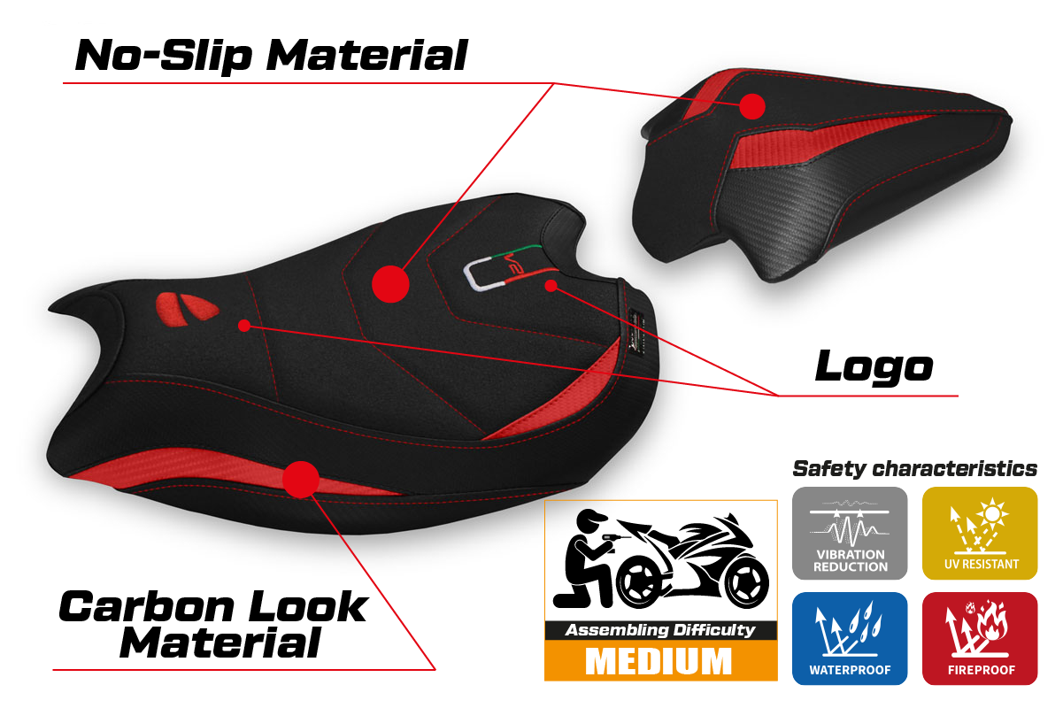 Seat cover compatible - Ducati Panigale V2 2020 - 2024 - mod Galati Ultragrip