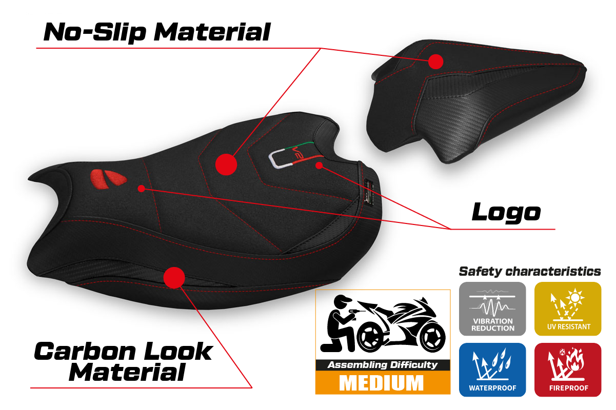 Seat cover compatible - Ducati Panigale V2 2020 - 2024 - mod Galati Ultragrip