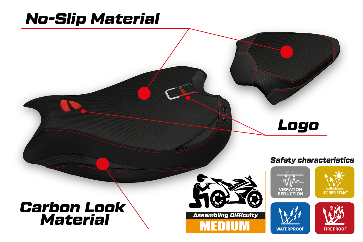 Seat cover compatible - Ducati Panigale V2 2020 - 2024 - mod Tulcea