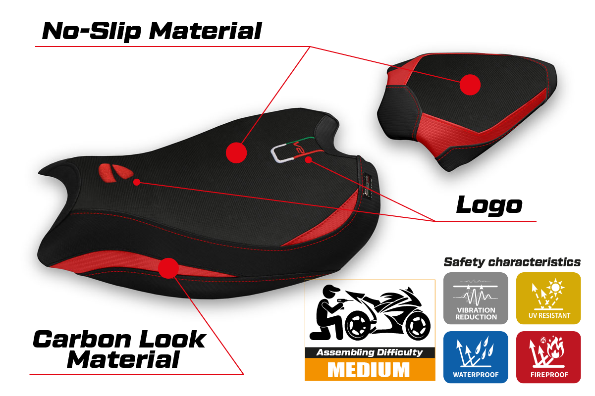 Seat cover compatible - Ducati Panigale V2 2020 - 2024 - mod Tulcea