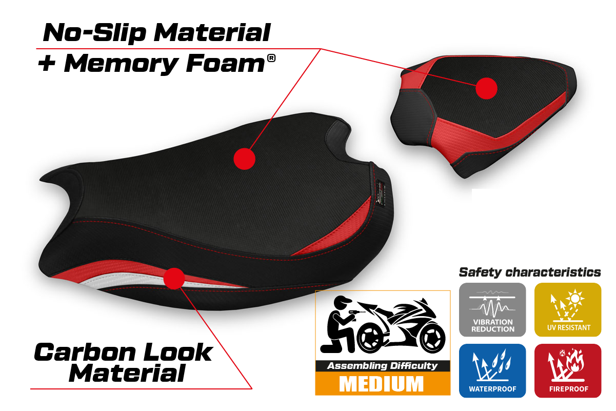Seat cover compatible - Ducati Panigale V2 2020 - 2024 - mod Zatoca Comfort System