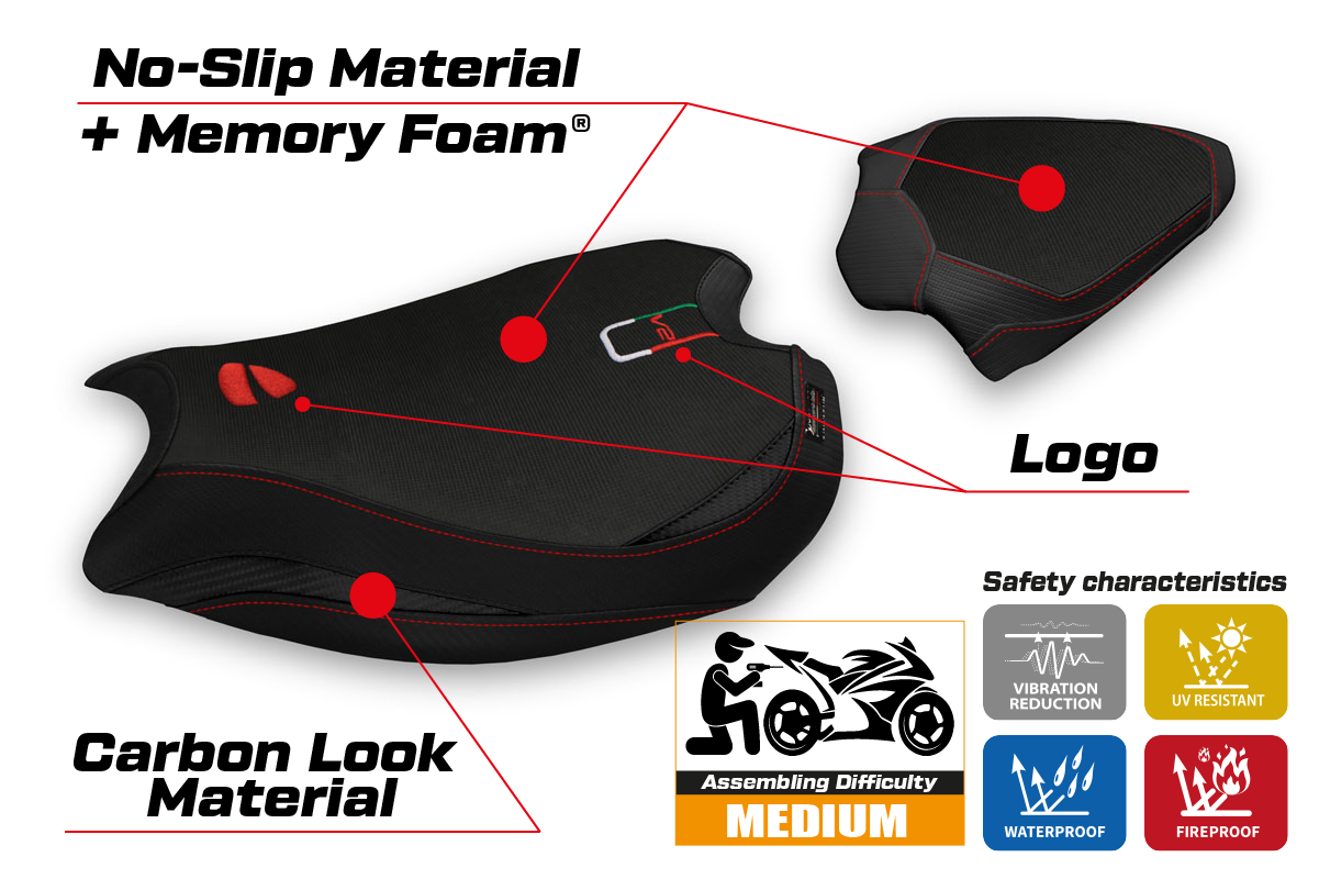 Seat cover compatible - Ducati Panigale V2 2020 - 2024 - mod Zatoca Comfort System