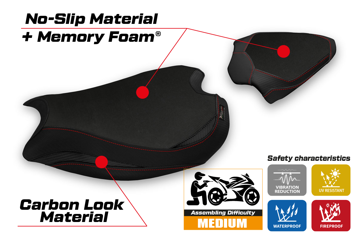 Seat cover compatible - Ducati Panigale V2 2020 - 2024 - mod Zatoca Comfort System
