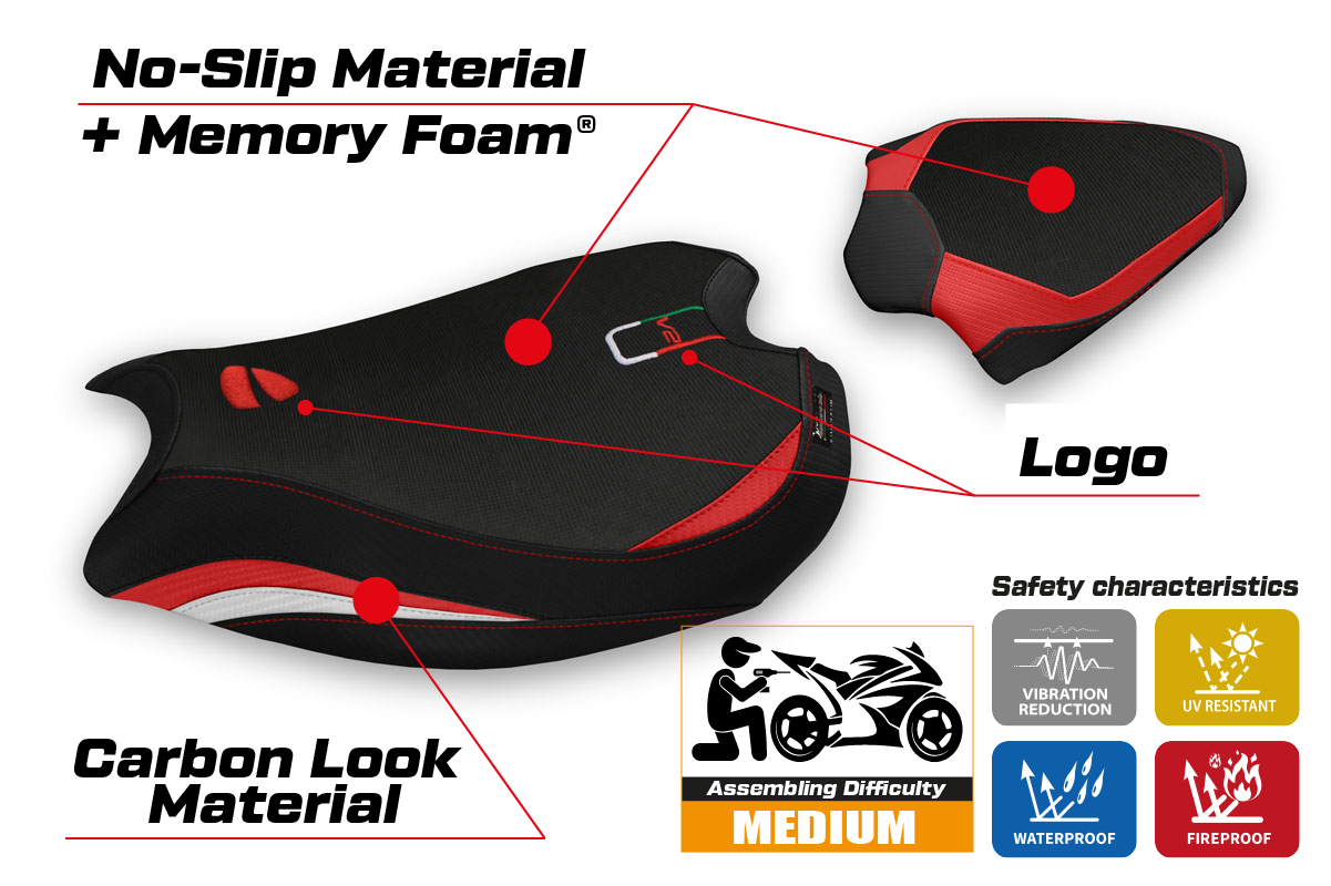 Seat cover compatible - Ducati Panigale V2 2020 - 2024 - mod Zatoca Comfort System