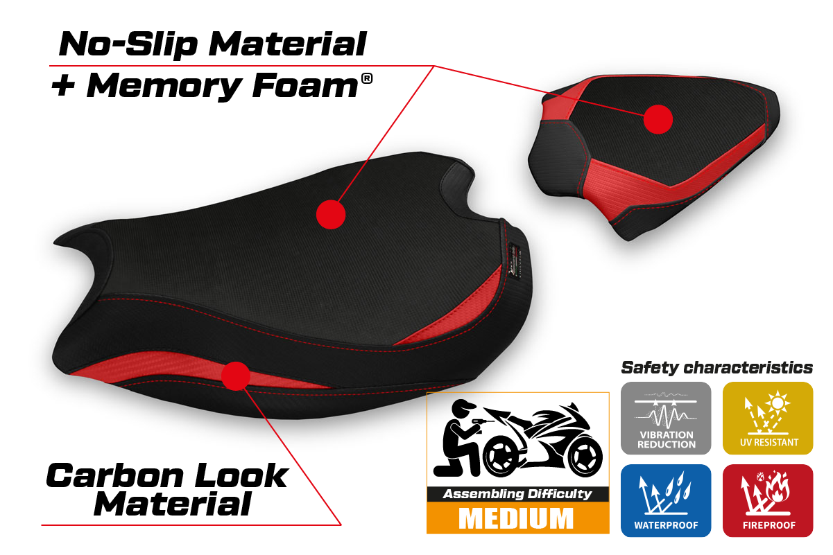 Seat cover compatible - Ducati Panigale V2 2020 - 2024 - mod Zatoca Comfort System