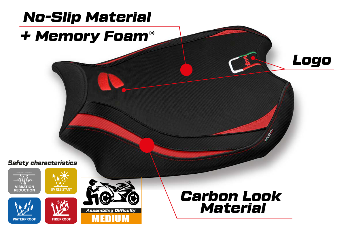 Seat cover compatible - Ducati Panigale V4 2018 - 2024 - mod Glinka Comfort System