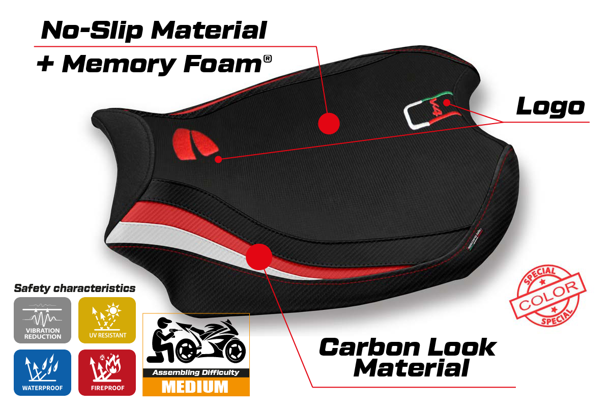 Seat cover compatible - Ducati Panigale V4 2018 - 2024 - mod Glinka Comfort System