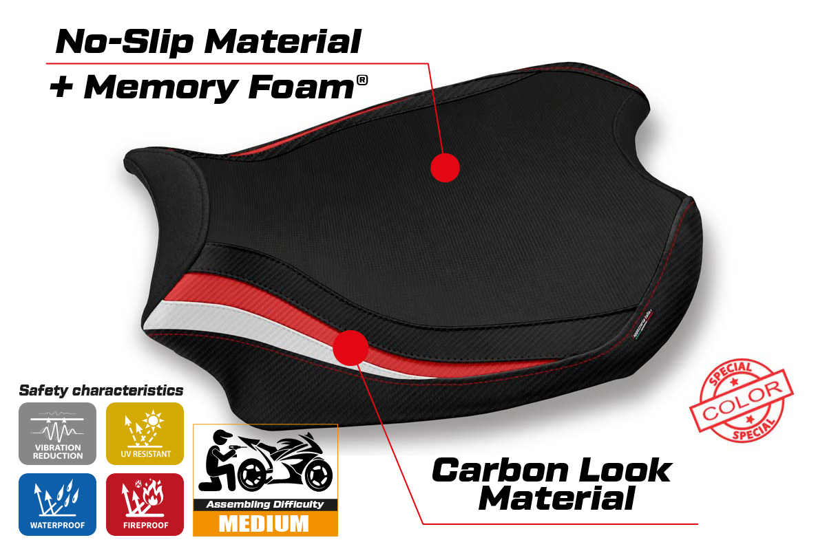 Seat cover compatible - Ducati Panigale V4 2018 - 2024 - mod Glinka Comfort System