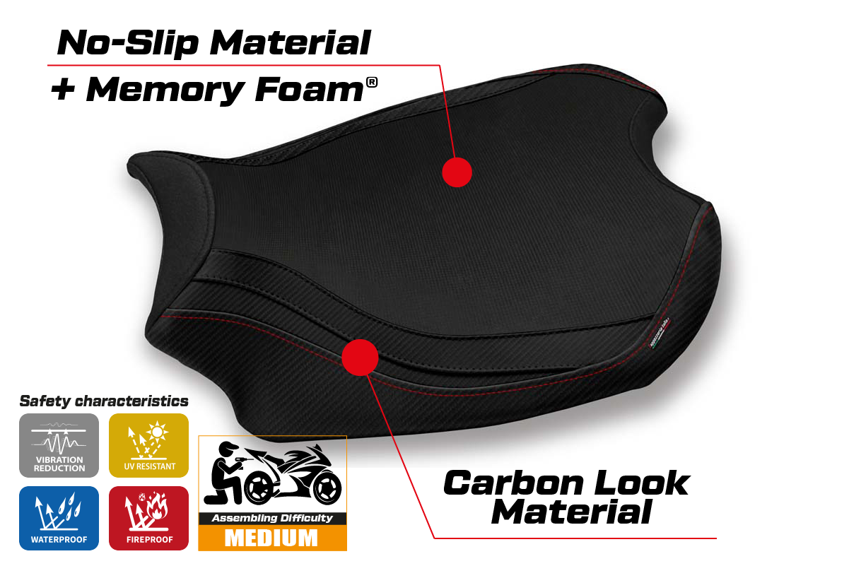 Seat cover compatible - Ducati Panigale V4 2018 - 2024 - mod Glinka Comfort System