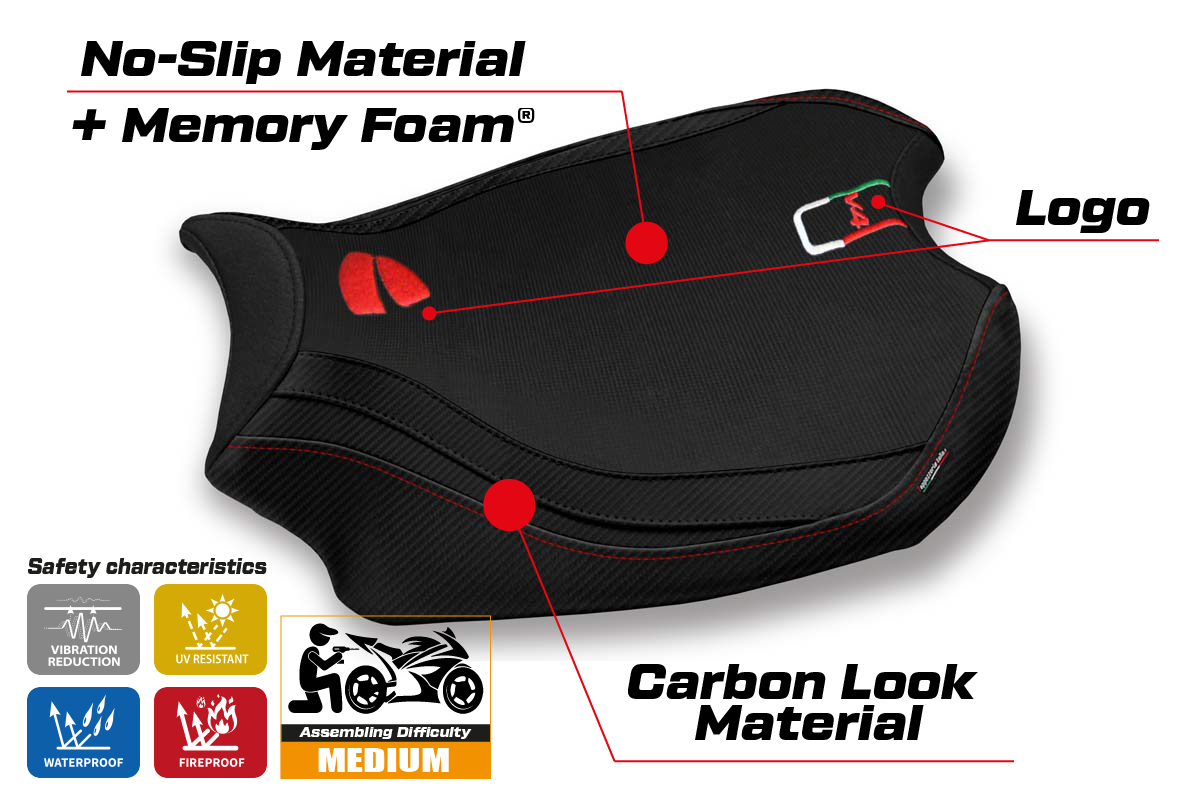 Seat cover compatible - Ducati Panigale V4 2018 - 2024 - mod Glinka Comfort System