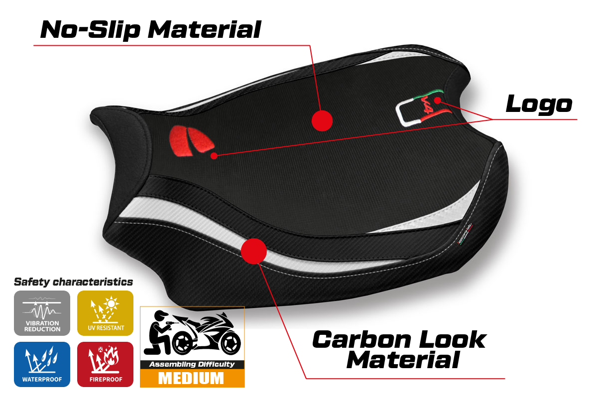 Seat cover compatible - Ducati Panigale V4 2018 - 2024 - mod Mahileu