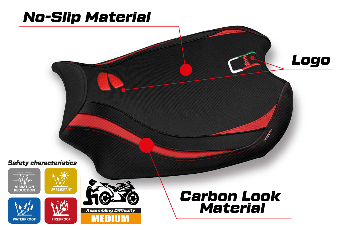 Seat cover compatible - Ducati Panigale V4 2018 - 2024 - mod Mahileu