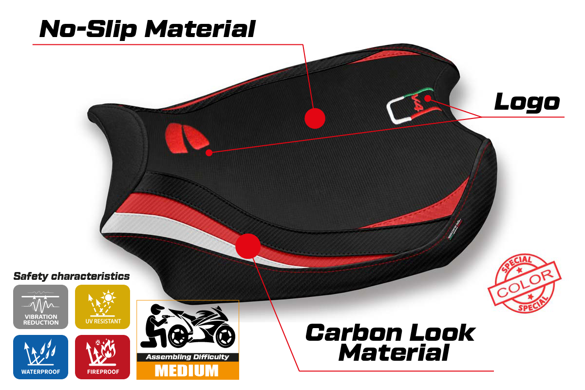 Seat cover compatible - Ducati Panigale V4 2018 - 2024 - mod Mahileu