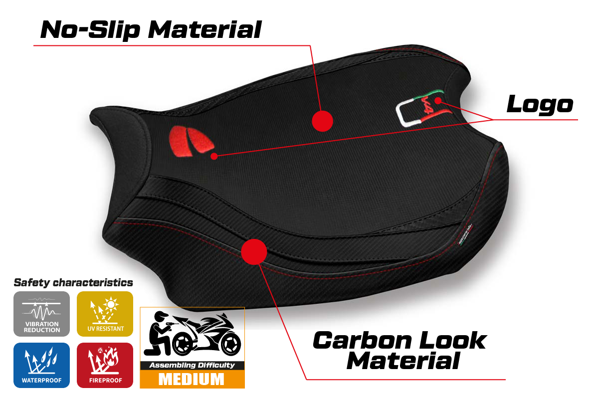 Seat cover compatible - Ducati Panigale V4 2018 - 2024 - mod Mahileu