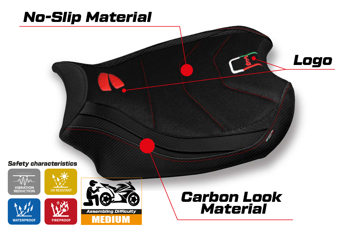 Seat cover compatible - Ducati Panigale V4 2018 - 2024 - mod Smila Ultragrip