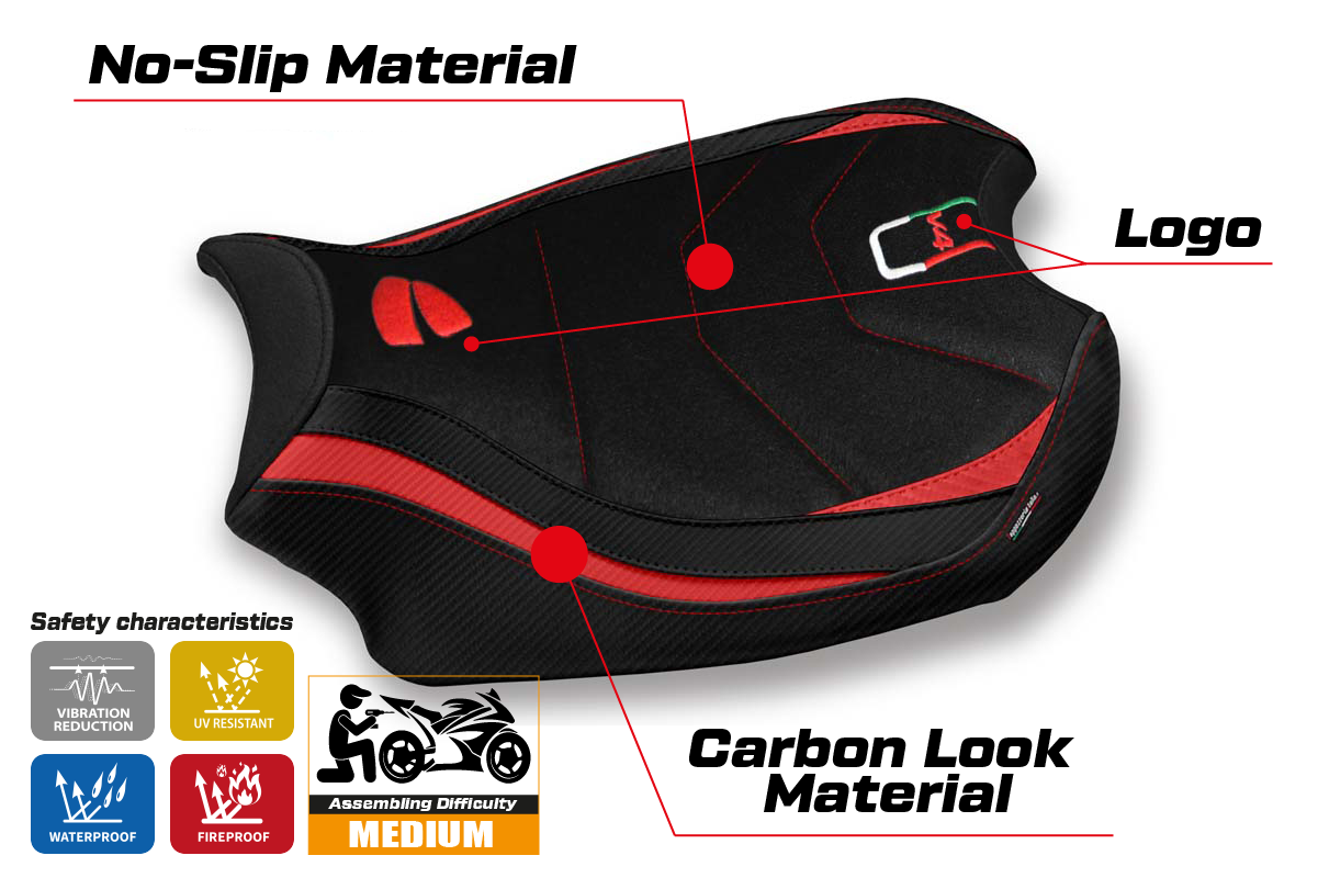 Seat cover compatible - Ducati Panigale V4 2018 - 2024 - mod Smila Ultragrip