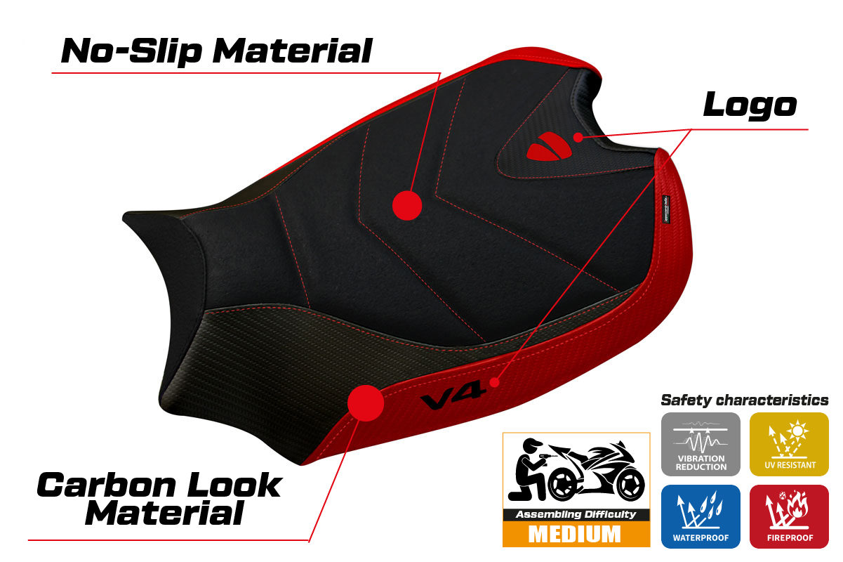 Seat cover compatible - Ducati Panigale V4 2018 - 2024 - mod Wanaka 1 Ultragrip