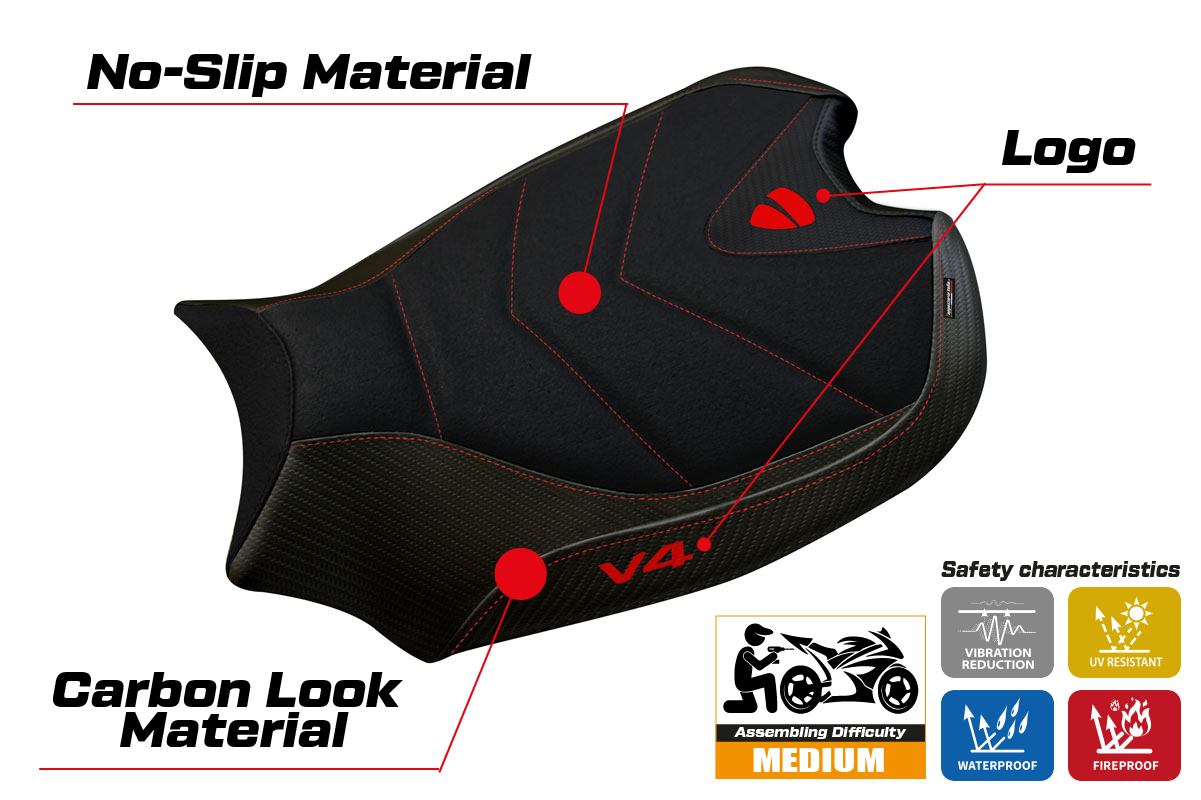 Seat cover compatible - Ducati Panigale V4 2018 - 2024 - mod Wanaka 1 Ultragrip