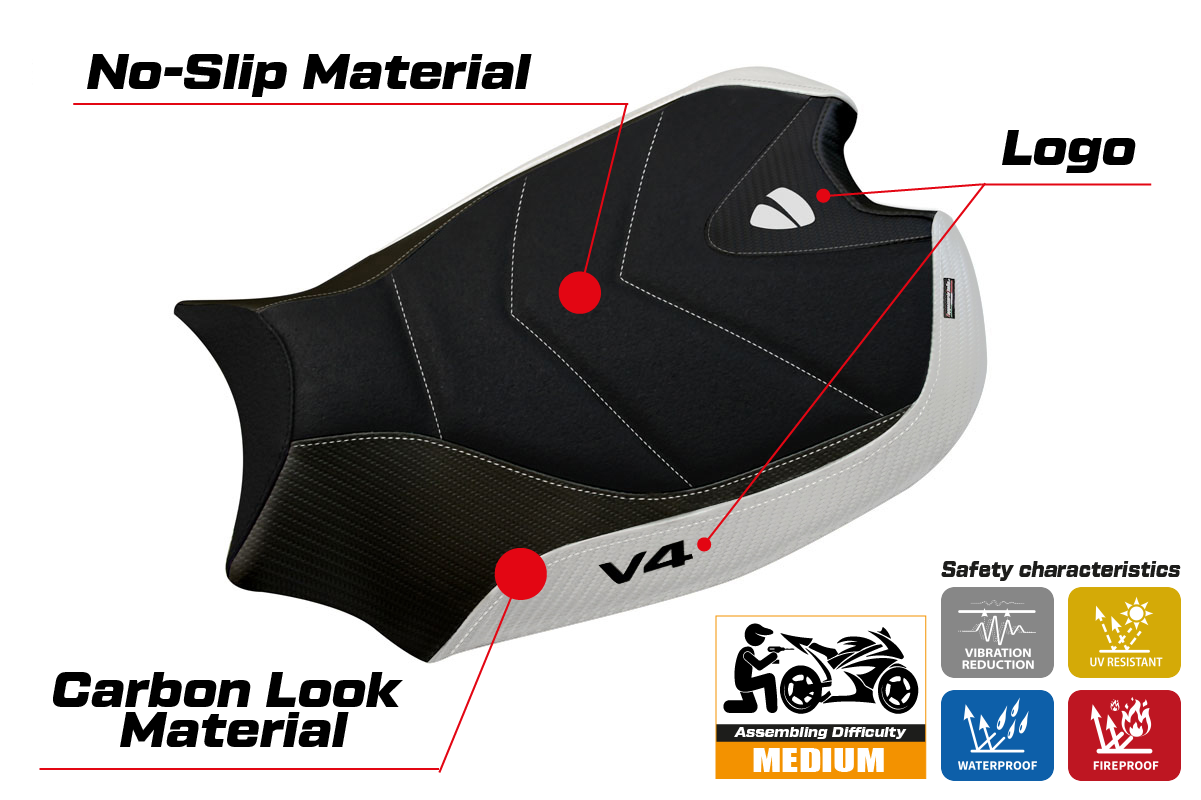 Seat cover compatible - Ducati Panigale V4 2018 - 2024 - mod Wanaka 1 Ultragrip