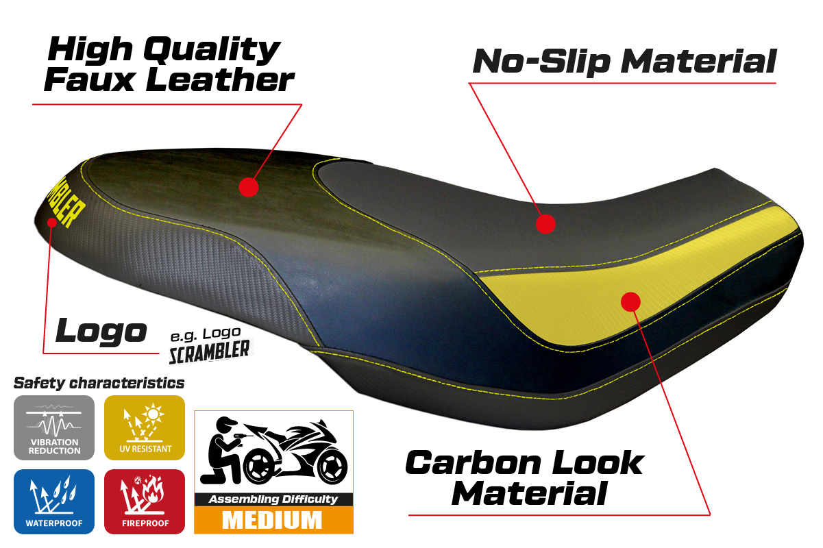 Seat cover compatible - Ducati Scrambler 400 / 800 / 1100 2015 - 2024 - mod Capri